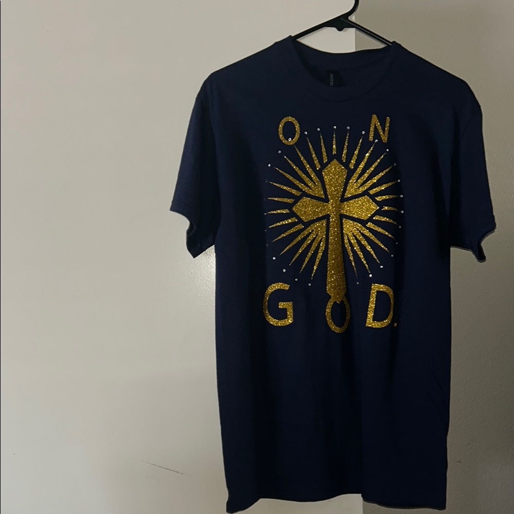 Sold sold Navy Blue Graphic T-Shirt with Gold Design
